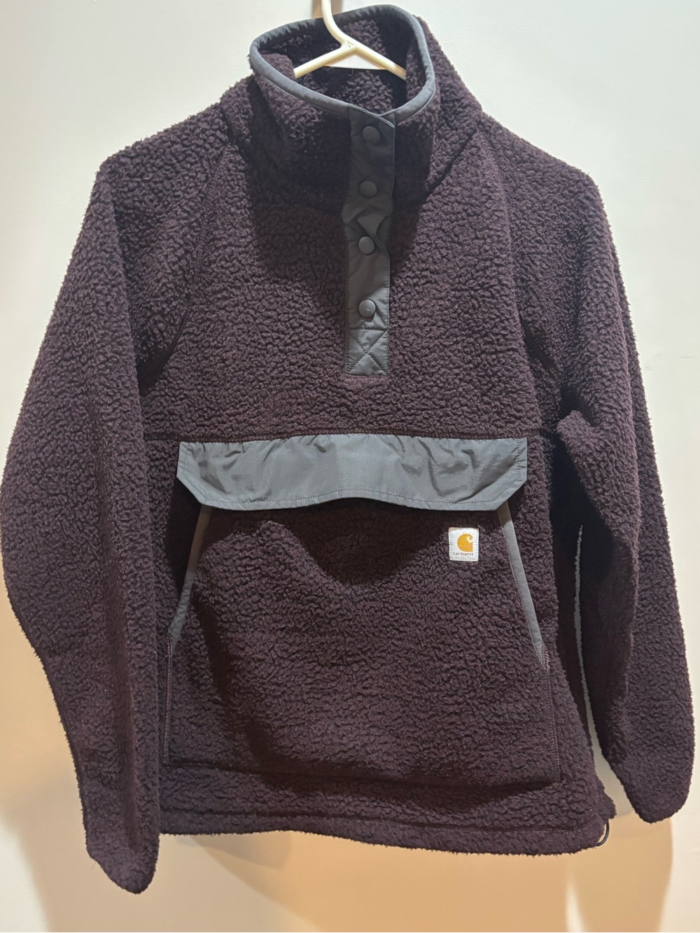 Carhartt Women’s Dark Sherpa Pullover button snap with Gray Trim